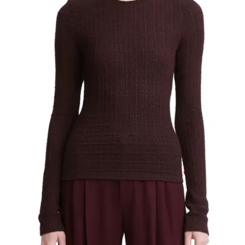 Vince Plaid Jacquard Wool Blend Knit Top
